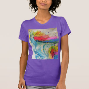 Rainbow Niedlich Unicorans Womans Watercolor T Shi T-Shirt