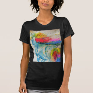 Rainbow Niedlich Unicorans Womans Watercolor T Shi T-Shirt