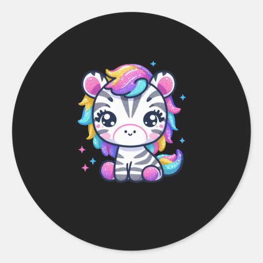 Rainbow Niedlich Zebra Sticker (Vorderseite)