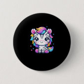 Rainbow Niedlich Zebra Sticker Button (Vorderseite)