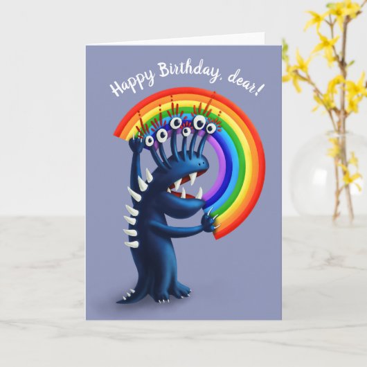 Rainbow-niedliche Geburtstag Karte (Gelbe Blume)