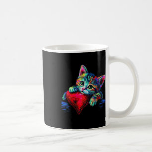Rainbow Niedliche Katze, die Herzkätzchen umarmt, Kaffeetasse