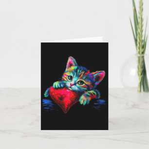 Rainbow Niedliche Katze, die Herzkätzchen umarmt, Karte