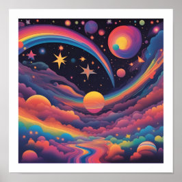 Rainbow Night Sky Poster