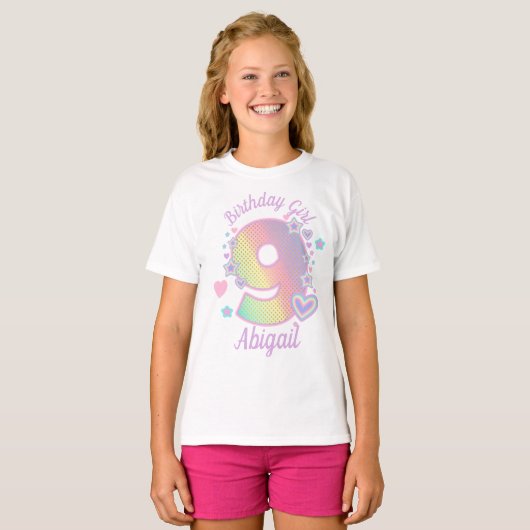Rainbow Nineth Birthday Girl 9. Iridescent T-Shirt (Vorne ganz)