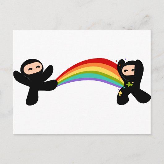 Rainbow Ninja Kick Postkarte (Vorderseite)