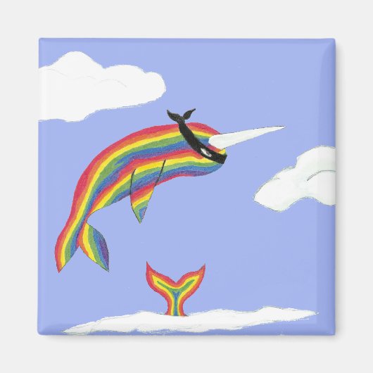 Rainbow Ninja Narwhal Magnet (Vorne)