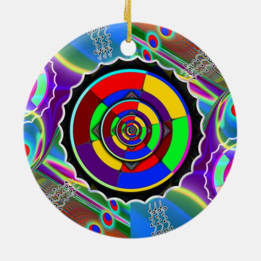 Rainbow NO NUKES Symbol Keramik Ornament (Hinten)