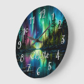 Rainbow Northern Lights Reflektion über Wasser Große Wanduhr (Winkel)