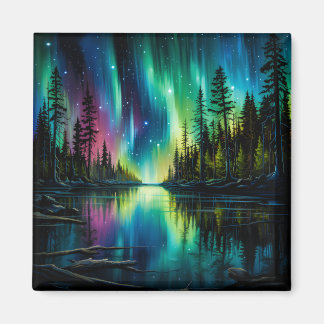 Rainbow Northern Lights Reflektion über Wasser Magnet