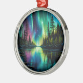 Rainbow Northern Lights Reflektion über Wasser Ornament Aus Metall (Links)