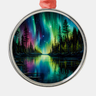 Rainbow Northern Lights Reflektion über Wasser Ornament Aus Metall