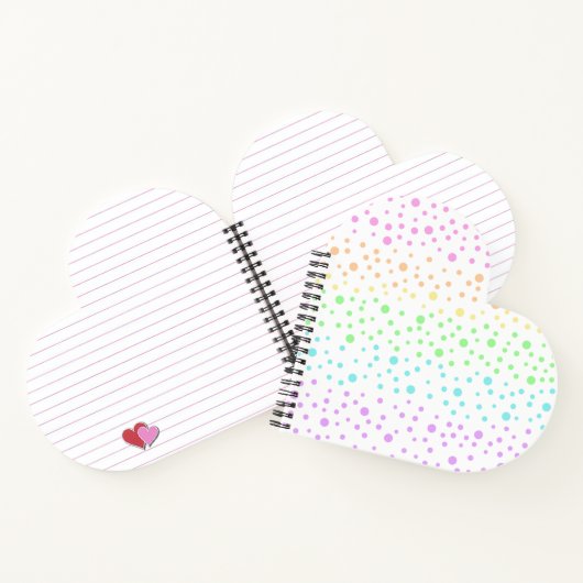 Rainbow-Notebook in Herzform Notizblock (Innenseite)