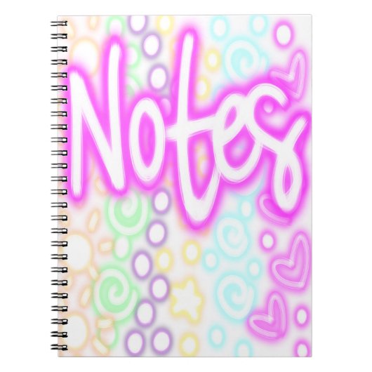 Rainbow “Notes” Notebook – Neon Pastel Aesthetic Notizblock (Vorderseite)