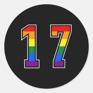 Rainbow Number 17 Team Junior Numbered Uniform Runder Aufkleber