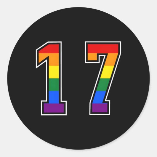 Rainbow Number 17 Team Junior Numbered Uniform Runder Aufkleber (Vorderseite)