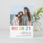 Rainbow Numbers LGBT Typografy Foto Save The Date (Stehend Vorderseite)