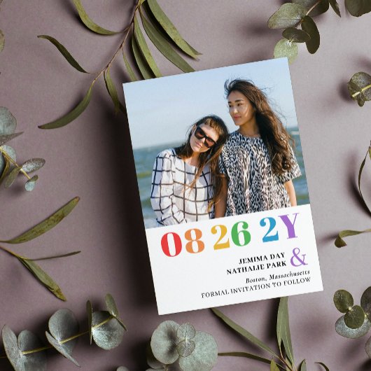Rainbow Numbers LGBT Typografy Foto Save The Date