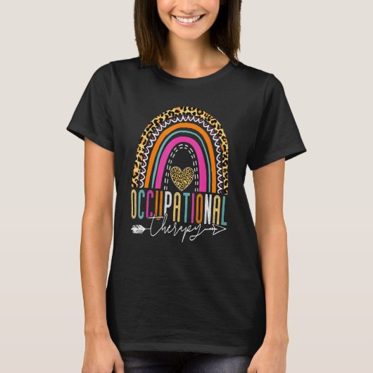 Rainbow Occupational Therapy Leopard OT Therapist T-Shirt (Vorderseite)