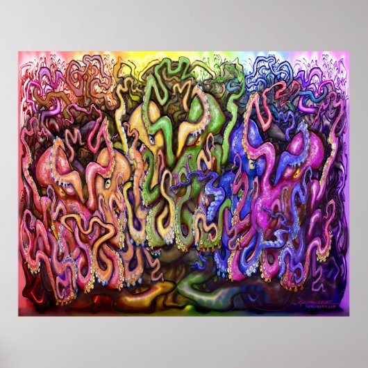 Rainbow Octopi Tentacles Poster (Vorne)