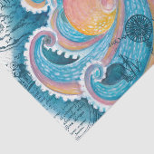 Rainbow Octopus Blue Vintag Map Nautic Marine Seidenpapier (Ausschnitt)
