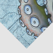 Rainbow Octopus Vintag Map Compass Nautic Seidenpapier (Ausschnitt)