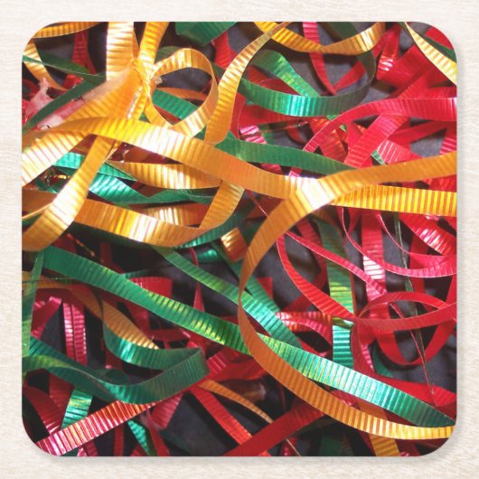Rainbow of Christmas Ribbons Modern Rechteckiger Pappuntersetzer (Vorderseite)