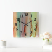 Rainbow of Colors Square Wall Clock Quadratische Wanduhr (Zuhause)