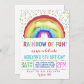 Rainbow of Fun Birthday Einladung (Vorne/Hinten)