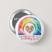 Rainbow of Fun Birthday Girl Button (Vorne & Hinten)