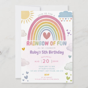 Rainbow of Fun Birthday Party Einladung helle Farb