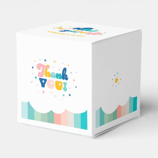 Rainbow of Fun Birthday Party Theme Geschenkschachtel (Rückseite)