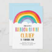 Rainbow of Fun Blue Boy Birthday Einladung (Vorne/Hinten)