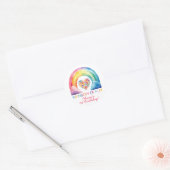 Rainbow of Fun Watercolor Geburtstagstickersticker Runder Aufkleber (Umschlag)