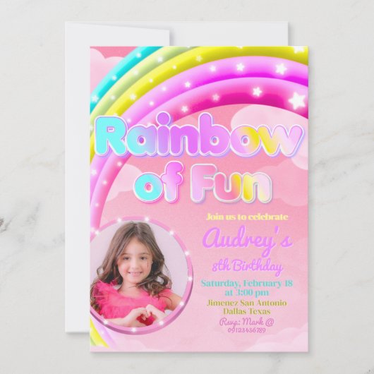 Rainbow of Fun with Picture Einladung (Vorderseite)