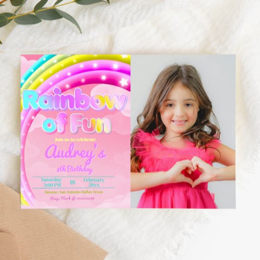 Rainbow of Fun with Picture Landscape Einladung