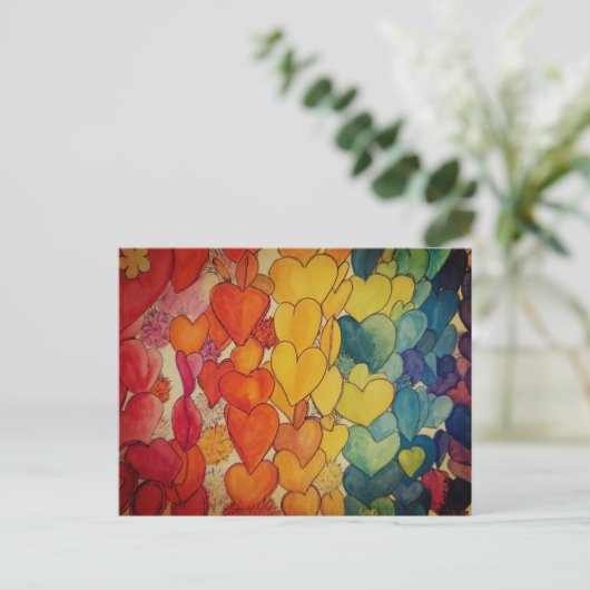 Rainbow of Hearts and Hope Celebration Postcard Postkarte (Stehend Vorderseite)