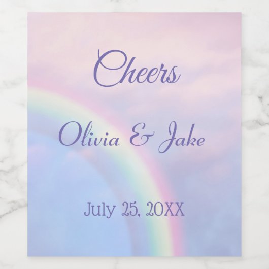 Rainbow of hope - pastel, wedding  weinetikett (Einzelnes Label)