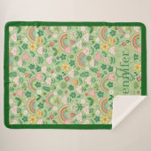 Rainbow of Irish Luck Shamrock Clover Pastel Green Sherpadecke (Vorderseite (Horizontal))