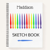 Rainbow of paint brushes, sketchbook, your name notizblock (Vorderseite)