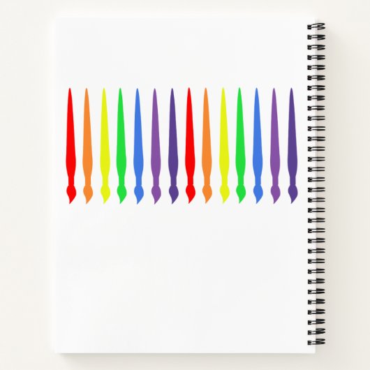Rainbow of paint brushes, sketchbook, your name notizblock (Rückseite)