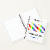 Rainbow of paint brushes, sketchbook, your name notizblock (Innenseite)