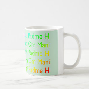Rainbow Om Mani Padme Hum (auf Baby Blue) Kaffeetasse