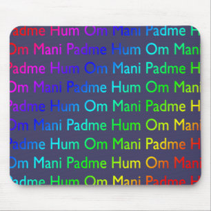 Rainbow Om Mani Padme Hum auf Lila Mousepad
