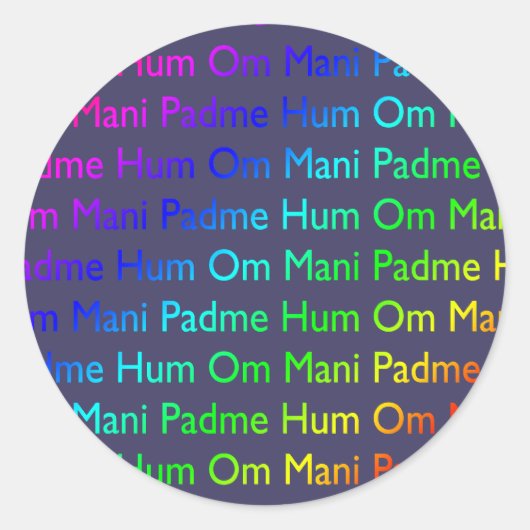 Rainbow Om Mani Padme Hum auf Lila Runder Aufkleber (Vorderseite)