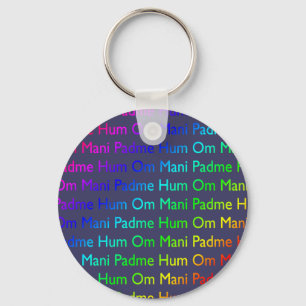 Rainbow Om Mani Padme Hum auf Lila Schlüsselanhänger