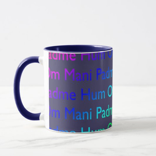 Rainbow Om Mani Padme Hum auf Lila Tasse (Links)