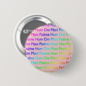 Rainbow Om Mani Padme Hum (auf Rosa) Button (Vorne & Hinten)