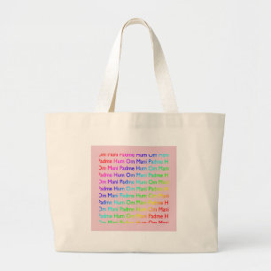 Rainbow Om Mani Padme Hum (auf Rosa) Jumbo Stoffbeutel