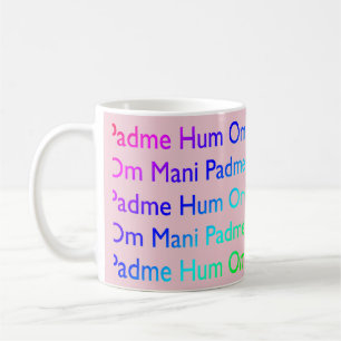 Rainbow Om Mani Padme Hum (auf Rosa) Kaffeetasse